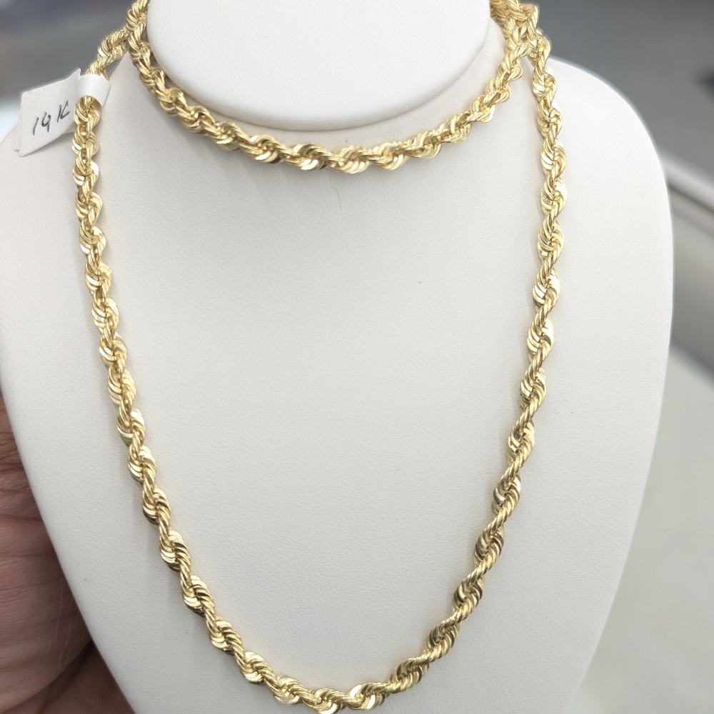 14kt Real Gold Rope Chain 4mm 20 Inch